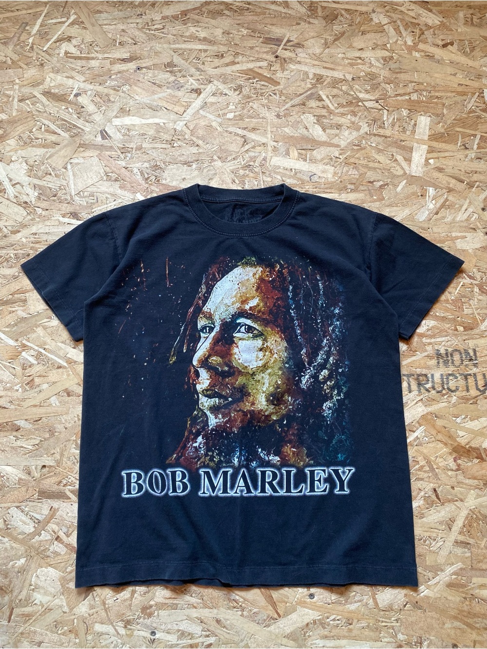 Black Bob Marley Graphic Short Sleeve Tee-Double sides